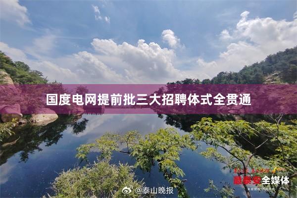 国度电网提前批三大招聘体式全贯通