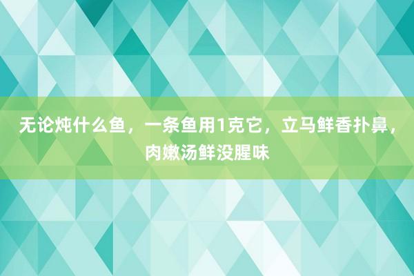 无论炖什么鱼，一条鱼用1克它，立马鲜香扑鼻，肉嫩汤鲜没腥味
