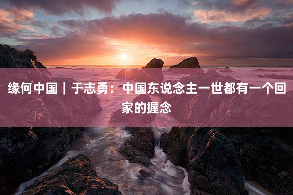 缘何中国｜于志勇：中国东说念主一世都有一个回家的握念