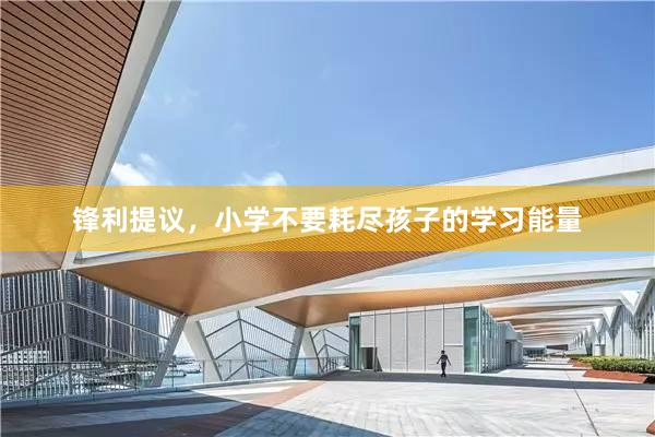 锋利提议，小学不要耗尽孩子的学习能量