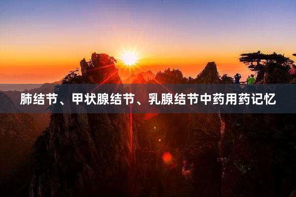 肺结节、甲状腺结节、乳腺结节中药用药记忆