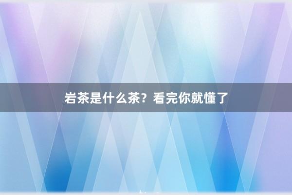 岩茶是什么茶？看完你就懂了