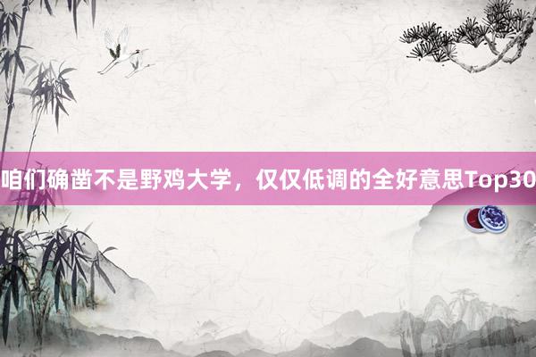 咱们确凿不是野鸡大学，仅仅低调的全好意思Top30