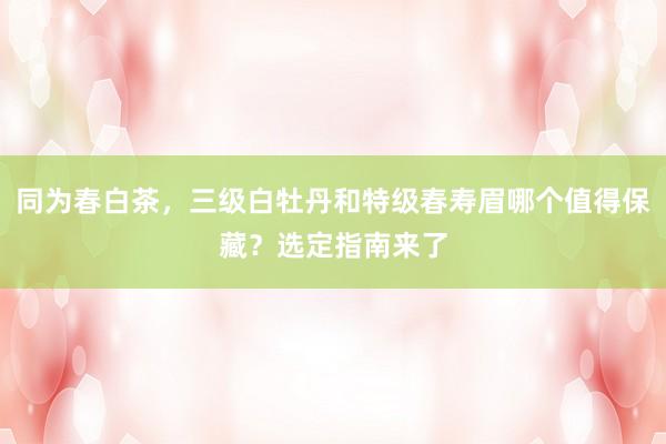 同为春白茶，三级白牡丹和特级春寿眉哪个值得保藏？选定指南来了