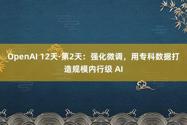 OpenAI 12天·第2天：强化微调，用专科数据打造规模内行级 AI